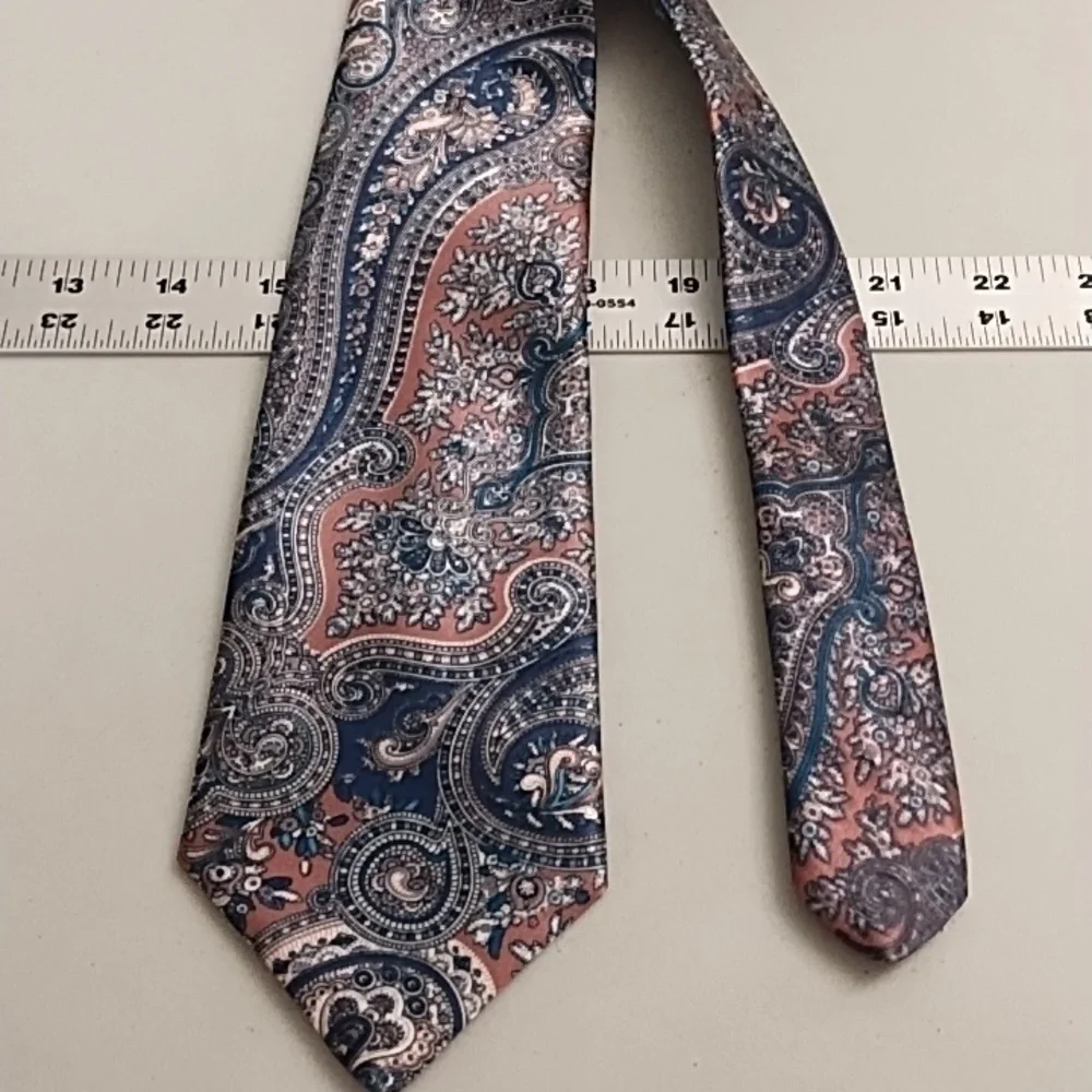 The American Edition Paisley Tie Vintage Pink Teal Blue Shine Made in USA